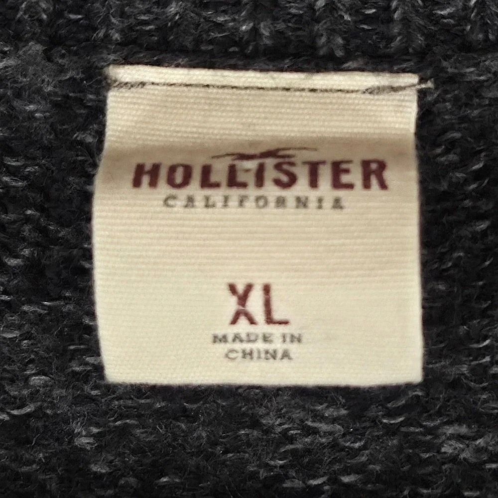 Hollister Mens Crewneck Sweater XL Charcoal Gray Marl Knit Pullover 3C0772
